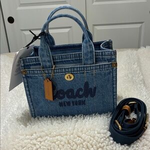 Coach Denim Mini Tote in Blue with Gold Hardware NWT